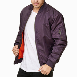 Blouson bomber violet pour homme, col montant, fermeture éclair, style décontracté, coupe classique, matière polyester, idéal pour l'automne - Product Image 6