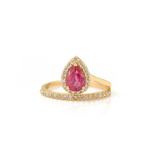 14K Solid Gold Floating 1 Ct Ruby Diamond Prong Wedding Ring - Product Image 2