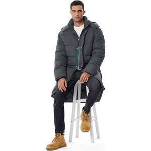 Parka d'hiver matelassée longue à capuche avec fermeture éclair, couleur unie, esthétique minimaliste, fabrication de qualité supérieure, grande taille - Product Image 3