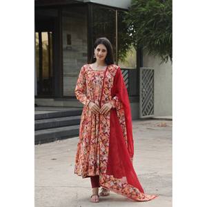 Conjunto de traje de fiesta de diseñador para mujer con parte superior inferior Dupatta-Aspecto elegante y elegante - Product Image 3