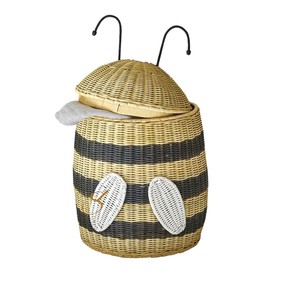 Novelty Bumblebee Shaped Wicker <b>Storage</b> Basket Handcrafted Rattan Laundry Hamper Creative Animal Toy <b>Box</b> for <b>Kids</b> Nursery - Product Image 2