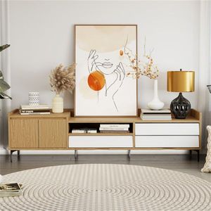 Centro de Entretenimiento de 71 Pulgadas con Gestión de Cables, Consola de TV con Cajones y Gabinete para Sala de Estar, Soportes de TV Únicos - Product Image 5