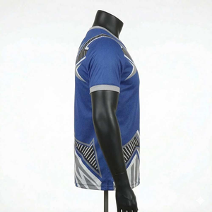 Camiseta de Manga Corta con Cuello Redondo y Estampado Geométrico Azul para Hombre, de Secado Rápido, Tejido de Punto, Corte Ajustado, Estilo Deportivo - Product Image 3