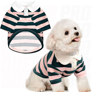 Cute <b>Dog</b> Shirt Boy Girl <b>Dog</b> Clothes Striped <b>Collared</b> Polo T Shirt for <b>Small</b> Medium <b>Dogs</b> Cats Soft Breathable Pet Puppy Outfits - Product Image 1