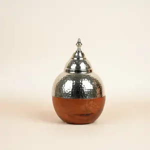 Nouveauté : Pot à dattes et fruits secs blanc Royals en acier inoxydable écologique, surface brillante, couvercle en bois, capacité 350ml/550ml - Product Image 3