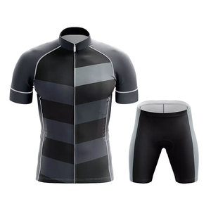 Ensemble maillot et short de cyclisme pour homme, rouge avec accents noirs, respirant, polyester, design sans coutures, pour adultes - Product Image 1