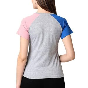 Women's Color Blocked <b>Raglan</b> Sleeve T-Shirt Crew Neck Short Sleeve Casual <b>Top</b> Regular Fit 100% Cotton Jersey Breathable All Seas - Product Image 3