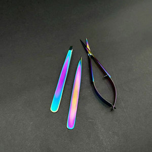 Juego de Pinzas para Cejas Inclinadas y Puntiagudas de Alta Calidad, Personalizadas, para Depilación, Multicolores, con Tijeras de Resorte, Venta al Por Mayor - Product Image 5