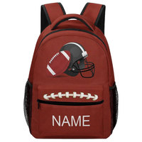 Mochila de fútbol americano roja con diseño de casco y balón, nombre personalizado, uso escolar, resistente al agua, para todas las estaciones