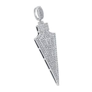 Pendentif en forme de flèche sertie de diamants ronds en moissanite pour soirée hip-hop, avec pendentifs et breloques en argent sterling 925, bijoux fins - Product Image 4