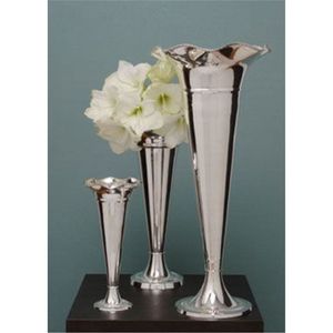 Ensemble de vases à fleurs en argent plaqué luxe, vases modernes en métal cannelé pour centre de table de mariage, décoration de maison, hôtel, vase haut décoratif - Product Image 1