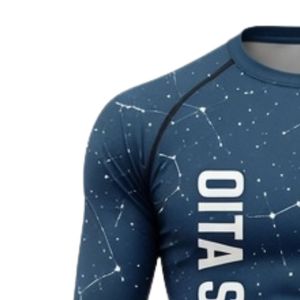 Camiseta de Compresión Azul Marino de Manga Larga con Estampado de Constelaciones, para Entrenamiento Atlético, Gimnasio, Ejercicio, Transpirable, Sublimada, de Alto Rendimiento - Product Image 3