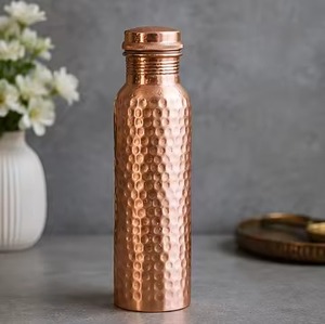 Bohemian Pattern Metal Water Bottle with Copper Lid Portable Travel Drinkware Ayurveda Health Benefit - Product Image 2