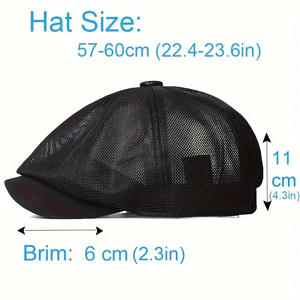 Atmungsaktive Mesh Newsboy Kappe Unisex Ganzjahres Ivy Flat Hat für Herren mit Knopfverschluss Baker Boy Hut OEM Service Anpassbar - Product Image 6