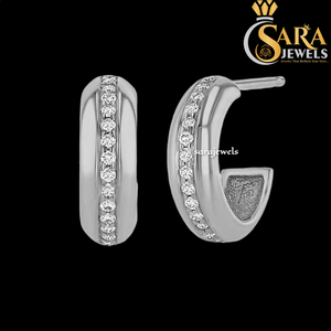 High Quality Moissanite <b>Huggie</b> Earrings 925 <b>Silver</b> Rhodium Plated Round Brilliant Cut Channel Setting Women's Classic Everyday - Product Image 1