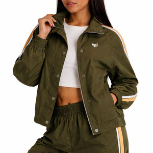 OEM Women Windbreaker Jacket and Pants <b>Set</b> Custom Stripe Panel Tracksuit Lightweight Outdoor Activewear Hoodies Manufacturer USA - Product Image 5