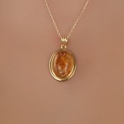 Collier ovale en ambre de la Baltique, argent sterling 925 plaqué or 14 carats, pendentif délicat et élégant, bijoux pour anniversaire, fiançailles - Product Image 6