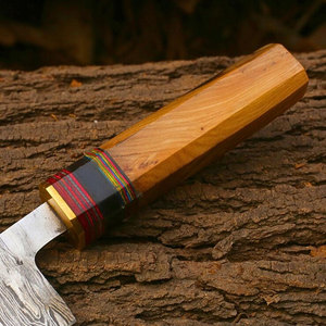 Couteau de Chef de Cuisine en Acier Damas Haute Qualité Haute Performance, Manche en Bois pour Droitier, Étui en Cuir, Fait Main, Écologique - Product Image 4