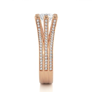 Anillo Elegante de Oro Rosa con Diamante de Corte Brillante Redondo Blanco y Amarillo, Anillo Personalizado con Piedra Preciosa de Alta Calidad, Diseño de Joyería de Oro Personalizada - Product Image 4