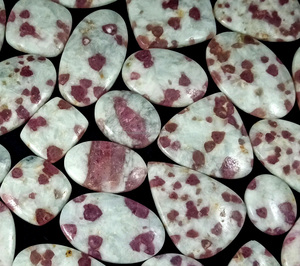 Radha Arts Natural <b>Pink</b> Tourmaline Quartz Loose Gemstone Cabochon Flat Back Silver Jewellery Making 20-35mm - Product Image 6