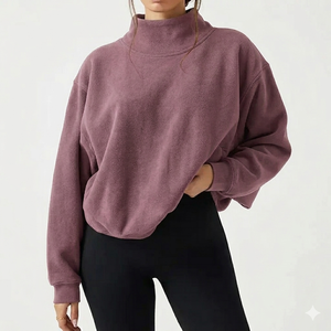 Custom Winter Autumn Printed Sequined Front Mock Neck Sweatshirt Oversized Casual Fleece Pullover Womens Streetwear Apparel - Product Image 3