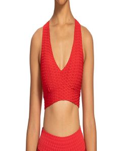 Textured Honeycomb Yoga Set Ruched V-Neck Sports Bra <b>Bubble</b> Fabric Activewear Gym <b>Top</b> High-Elastic Workout Gear Custom Fitness - Product Image 1