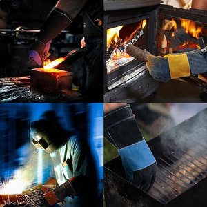 Gants de sécurité pour soudeurs TIG/MIG industriels, résistants, en cuir et Kevlar, protection contre les éclaboussures de métal fondu, personnalisables, professionnels - Product Image 4