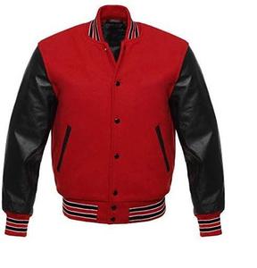 Veste universitaire unisexe de haute qualité avec broderie chenille, manches en cuir, logo personnalisé sur le devant, col montant, style baseball. - Product Image 4