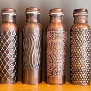 Pure Copper <b>Water</b> <b>Bottle</b> 1000ml Leak Proof Ayurvedic Health Benefits Luxury Printed Designer Copper Vessel for Yoga <b>Gym</b> Sports - Product Image 4
