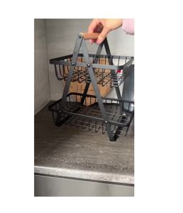 Panier à épices en métal tendance, revêtement noir, pour rangement de cuisine, article attrayant le plus vendu, vente en gros en vrac - Product Image 1