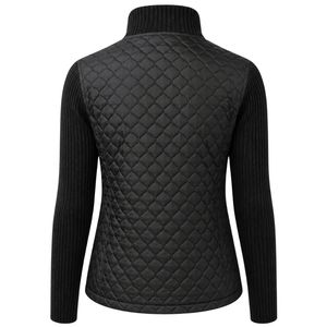 Black AKA Quilted Sweater <b>Jacket</b> Women Zip Up Knit Outerwear Casual Fashion Cardigan Warm Layered Top Stylish Apparel - Product Image 2