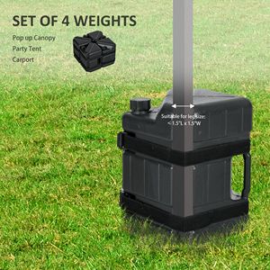 4 Pesi per Gazebo a Gamba Dritta, Riempibili con Acqua o Sabbia, con Maniglie Integrate e Cinghie di Fissaggio Sicure per l'Uso con Gazebo - Product Image 4