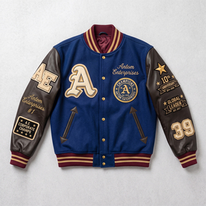 Plus Size Men's Winter <b>Quilted</b> Varsity <b>Jacket</b> Custom Logo Plain Letter <b>Pattern</b> Breathable Cotton Sleeves-Wholesale for Kids - Product Image 3