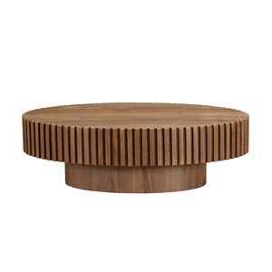 Tavolino da Caffè Moderno Artigianale a Forma di Tamburo da 43,7 Pollici per Soggiorno, Robusto Tavolino Ovale in Materiale PE - Product Image 3