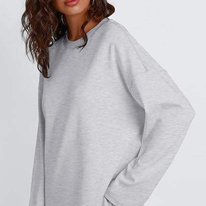 Sudadera de Punto para Mujer, Cuello Redondo, Manga Larga, Color Sólido, Hombros Caídos, Estilo Holgado, para Otoño - Product Image 2