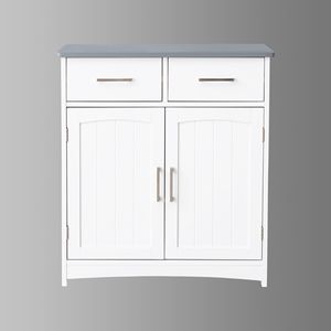FRALIMK a due cassetti bianco grigio MDF in legno credenza Bar caffè Buffet con ripiani regolabili e porte ad arco - Product Image 1