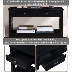 Consolle in Legno di Pino Stile Rustico da 36 Pollici con 4 Cassetti e 1 Ripiano per Ingresso, Soggiorno o Camera da Letto - Product Image 5