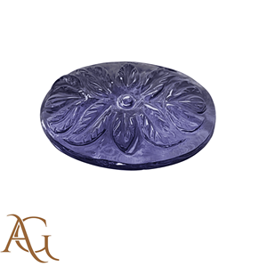 Iolite naturelle taillée en intaglio, camée sculptée, pierre précieuse en vrac, vente en gros pour la fabrication de bijoux, ovale bleu violet calibré - Product Image 4