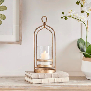Lanternes à bougies en acier inoxydable et en verre au design élégant, dorées, pour la décoration de la maison et du jardin, à suspendre ou à poser sur table - Product Image 5