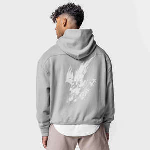 2025 Customize Premium Logo French Terry Embroidery Plain Cropped Cotton <b>Pullover</b> Breathable Full Zip up Hoodie <b>for</b> <b>Men</b> - Product Image 3