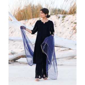 Ensemble de costume en velours bleu Ilana XS - Product Image 4