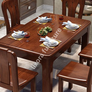 Luxury Eco-Friendly Handcrafted Solid Wood 6 Seater Modern Dining <b>Table</b> Set with Premium <b>Walnut</b> Finish Rectangular Design - Product Image 3