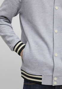 Chaqueta Varsity con botones y cuello acanalado con puños, estilo moderno, con logo personalizado, para hombre, estilo Letterman, universitaria, de béisbol, tipo bomber. - Product Image 6