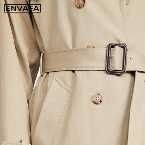 Manteau Trench Femme Double Boutonnage Kaki Coupe-Vent Chaud avec Longue Ceinture pour Automne et Printemps – Vente en Gros Mode - Product Image 4