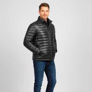 Veste rembourrée en cuir véritable de luxe, conçue pour la résistance hivernale, offrant une isolation avancée et un style raffiné. - Product Image 4