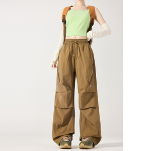 Pantalones de Paracaídas para Mujer, Cintura Elástica, Corte Holgado, Estilo Deportivo con Bolsillos, Transpirables, de Verano, Tejidos en Spandex y Nailon - Product Image 5
