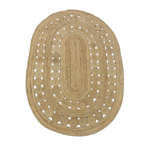 Tapis en jute tissé à la main, style bohème, écologique, géométrique, tribal, tissage plat - Product Image 3
