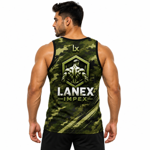 Custom Men's Green Camo Gym Tank Top Sublimation Fitness <b>Stringer</b> <b>Vest</b> Bodybuilding Sleeveless Workout Training Sports Apparel - Product Image 4