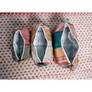 Juego de Bolsas Acolchadas de Algodón 3 en 1 Hechas a Medida con Cierres para Boutiques, Tiendas Minoristas y Regalotecas, Bolsas Acolchadas Kantha con Estampado Étnico - Product Image 3