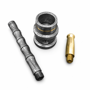 Jexmoo Pipa de Fumar Recta Reutilizable de Acero de Damasco de Lujo Hecha a Mano con Funda de Cuero, Regalo para Papá, Esposo, Novio - Product Image 4